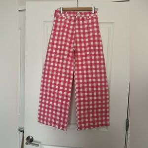 Free People “SZ Blockprints” Pink Gingham Women's Pants